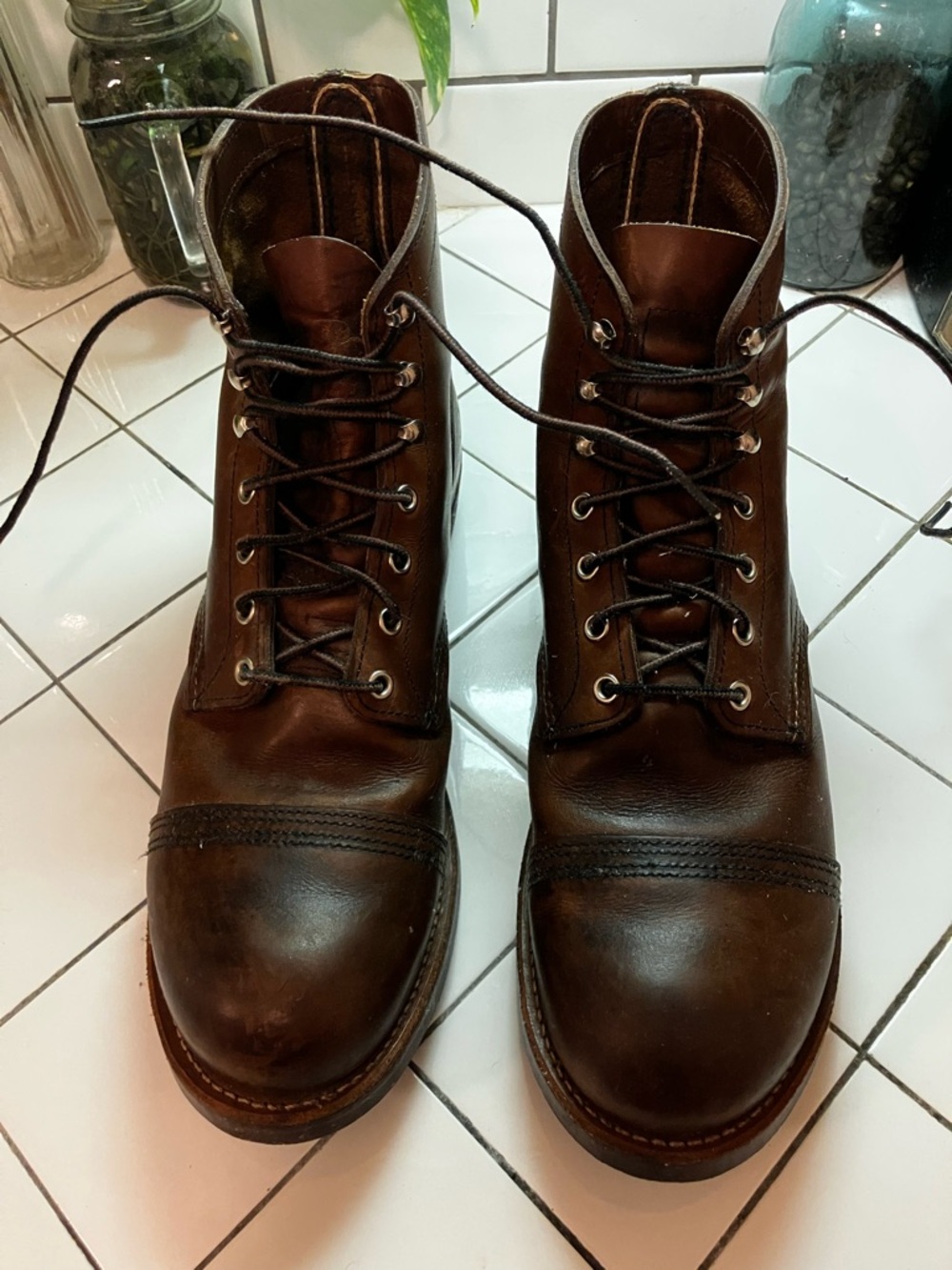 Red Wing Shoes Brown Leather Lace-Up Work Boots